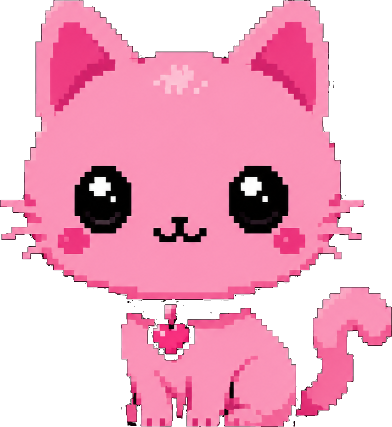A sweet pink pixel cat mascot